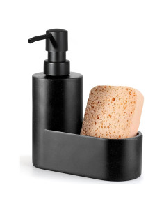Dispensador de Jabón 2-en-1 Shinowa con Soporte para Esponja Negro