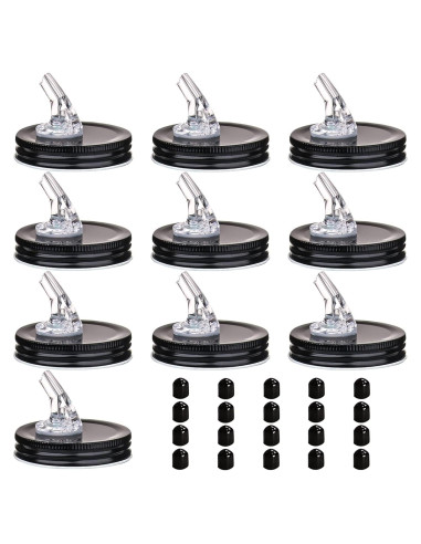 Pico Vertedor para Frascos Mason 70mm - 10 Pack Negro