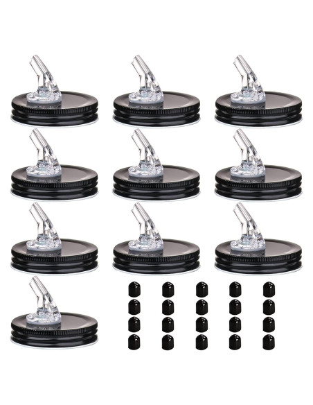 Pico Vertedor para Frascos Mason 70mm - 10 Pack Negro
