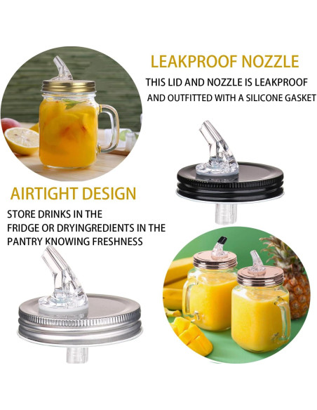 Pico Vertedor para Frascos Mason 70mm - 10 Pack Negro