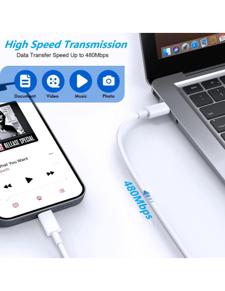 Cargador Rápido 20W USB-C con Cable Lightning 6 pies - iPhone