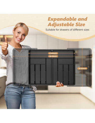 Organizador de Cajones de Cubiertos RQF Expandible 54.9-96.5 cm