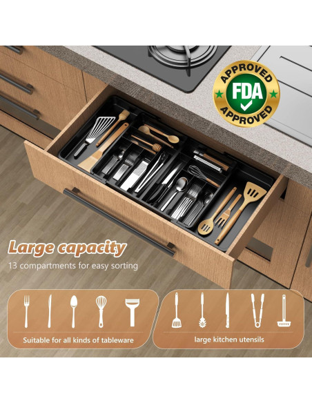 Organizador de Cajones de Cubiertos RQF Expandible 54.9-96.5 cm