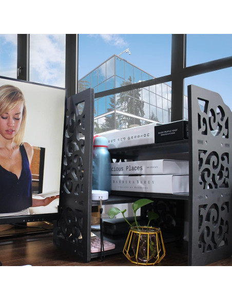 Estantería de Escritorio YGYQZ Nube Negra 2 Estantes 64.8 cm