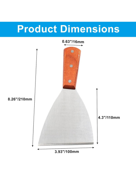 2 Espátulas Raspadoras de Acero Inoxidable Rierdge con Mango de Madera