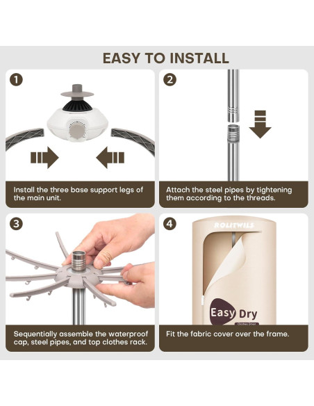 Secadora de Ropa Portátil Rolitwils GR992 900W Compacta