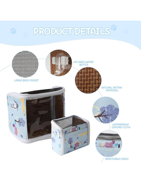 Bolsa Transportadora para Cobayas NOONEAU con Botella Azul Bolsa Transportadora para Cobayas NOONEAU con Botella Azul