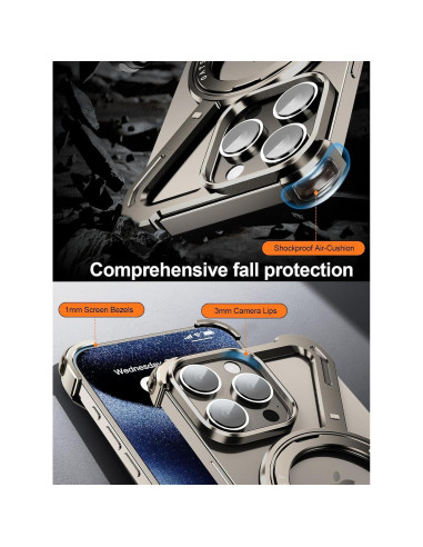 Funda Drayromn para iPhone 16 Pro Max, Titanio Natural, 360