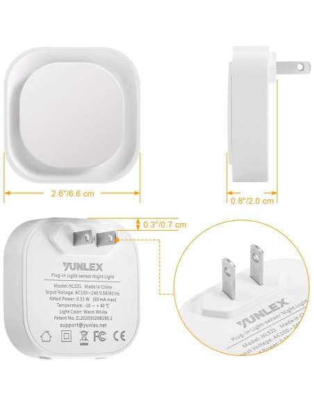 Paquete de 4 luces nocturnas LED YUNLEX con sensor automático Paquete de 4 luces nocturnas LED YUNLEX con sensor automático
