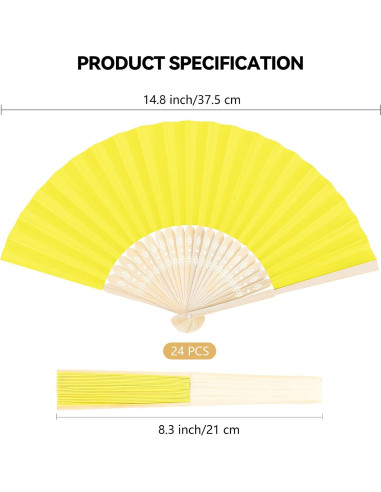 Aneco 24 Abanicos Plegables de Papel y Bambú Multicolor