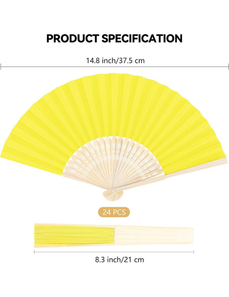 Aneco 24 Abanicos Plegables de Papel y Bambú Multicolor