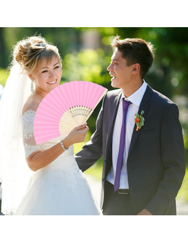 Aneco 24 Abanicos Plegables de Papel y Bambú Multicolor