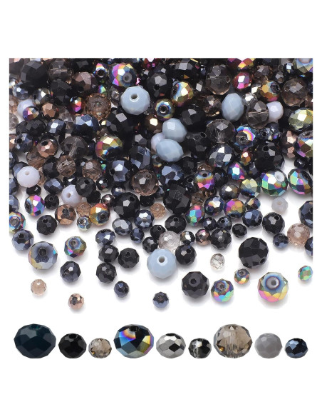 1000 Perlas de Cristal Vidrio KINGSHINE 4/6/8mm Negro