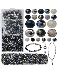 1000 Perlas de Cristal Vidrio KINGSHINE 4/6/8mm Negro 2