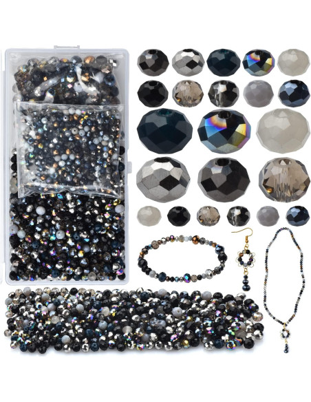 1000 Perlas de Cristal Vidrio KINGSHINE 4/6/8mm Negro