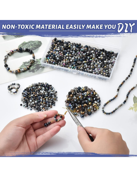 1000 Perlas de Cristal Vidrio KINGSHINE 4/6/8mm Negro