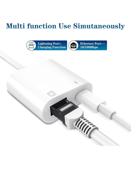 Adaptador Ethernet RJ45 a Lightning 2 en 1 esbeecables