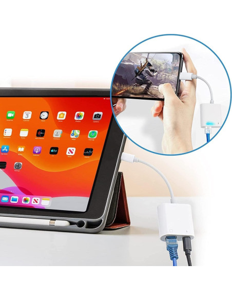 Adaptador Ethernet RJ45 a Lightning 2 en 1 esbeecables