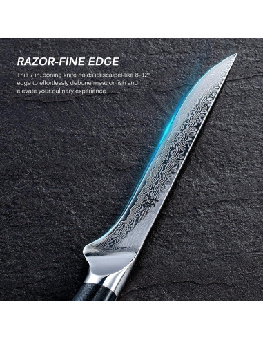 Cuchillo de Deshuesar KYOKU 17.78 cm Acero Damasco VG10
