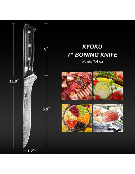 Cuchillo de Deshuesar KYOKU 17.78 cm Acero Damasco VG10