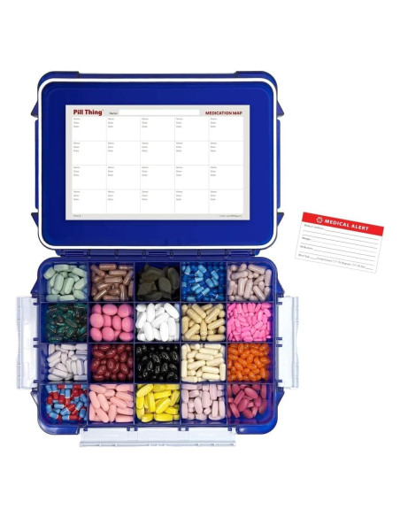 Caja de Pastillas Grande Pill Thing 20 Compartimentos Azul Cobalto