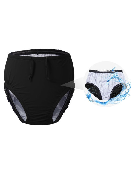 Pañal de Natación Reutilizable Codida 5-6T Negro para Niños