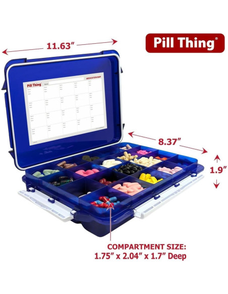 Caja de Pastillas Grande Pill Thing 20 Compartimentos Azul Cobalto