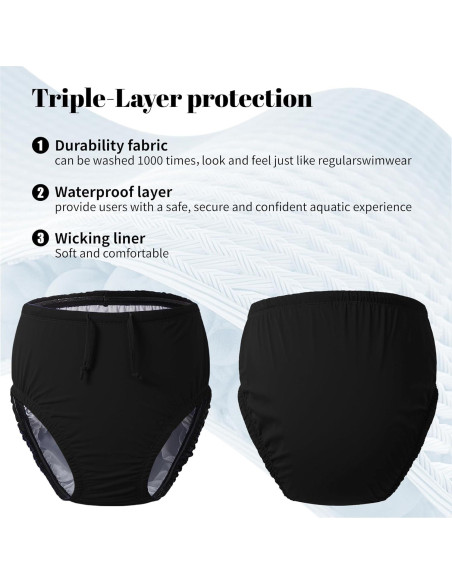 Pañal de Natación Reutilizable Codida 5-6T Negro para Niños