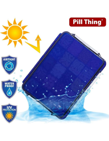 Caja de Pastillas Grande Pill Thing 20 Compartimentos Azul Cobalto