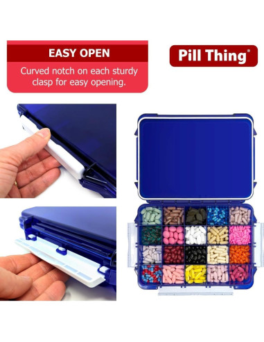 Caja de Pastillas Grande Pill Thing 20 Compartimentos Azul Cobalto