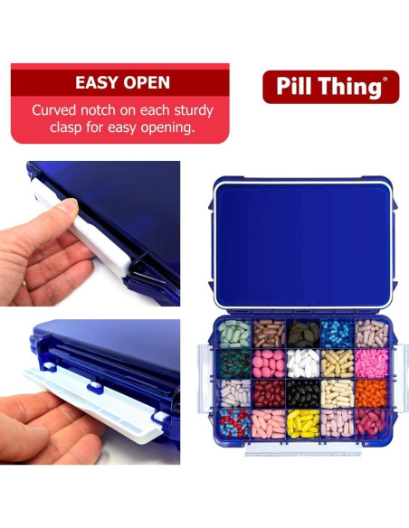 Caja de Pastillas Grande Pill Thing 20 Compartimentos Azul Cobalto