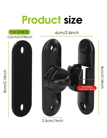 Cierre de puerta abatible Qkenvo negro para granero y corredera