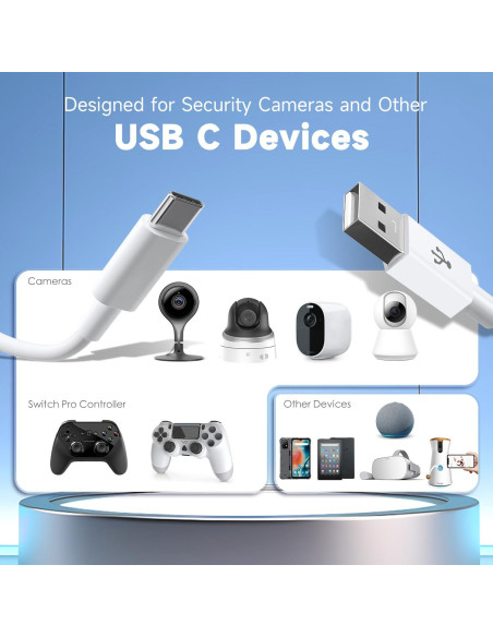 Cable de Alimentación USB A a USB-C 5M ANLINK para Cámaras
