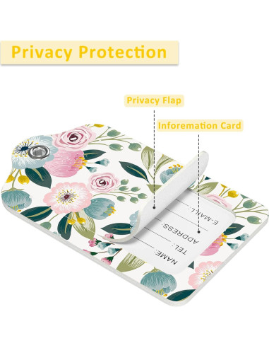 2 Etiquetas de Equipaje EOBKLAX Floral Cuero Sintético 7.3x11.6cm