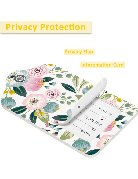 2 Etiquetas de Equipaje EOBKLAX Floral Cuero Sintético 7.3x11.6cm