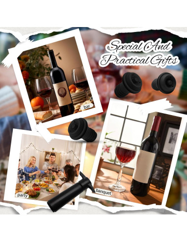 24 Tapones de Vacío para Vino Vibedor + Bomba Reutilizable