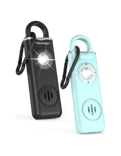 Alarma Personal TECKNET Recargable 130dB con Luz SOS - 2 Pzs