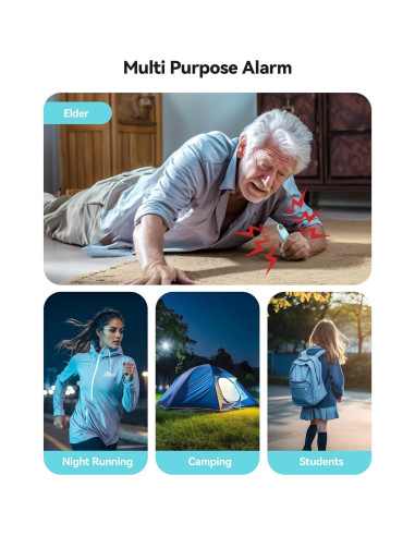 Alarma Personal TECKNET Recargable 130dB con Luz SOS - 2 Pzs