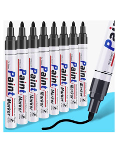 Marcadores de Pintura Negra DAPAWIN - 8 Plumas, Punta Media, Secado Rápido