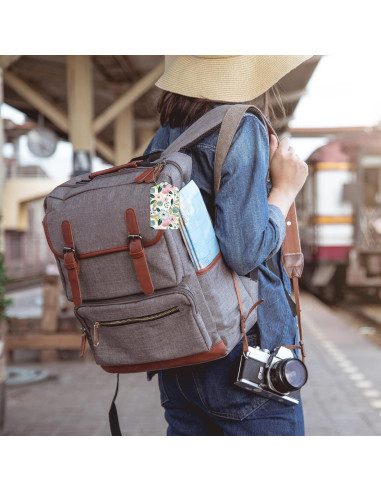 2 Etiquetas de Equipaje EOBKLAX Floral Cuero Sintético 7.3x11.6cm