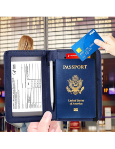 Cartera para Pasaporte ZOPPEN Antirrobo Azul Marino 2