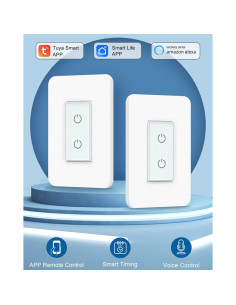 Interruptor Doble Inteligente Nexete, Control Remoto por Voz, Blanco 2