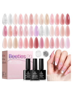 Set de Esmalte de Uñas Gel Beetles Rosa Nude 20 Colores 25PCS