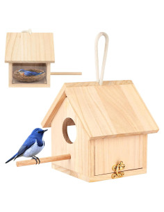 Casa de Aves Exterior YUEPET de Madera Transparente 10.9x10.9cm