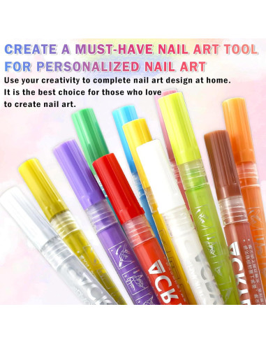 Juego de 12 Lápices de Arte para Uñas IONSGAKO Secado Rápido