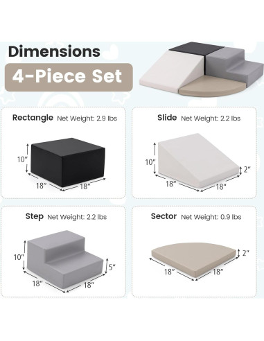 Conjunto de Juego Suave Costzon 4 Piezas Bloques de Espuma