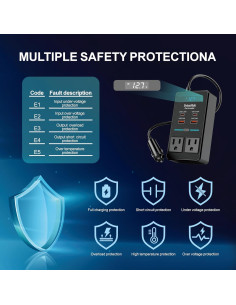 Inversor de Potencia 300W DrimMek 12V a 110V con USB-C 2