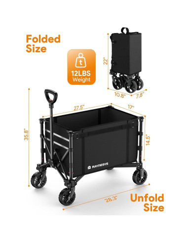 Carro Plegable Raynesys 100kg 120L para Compras y Playa