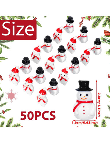 50 Mini Figuras de Muñeco de Nieve Soaoo para Decoración Navideña