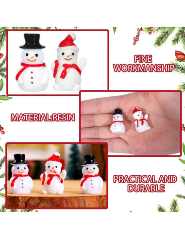 50 Mini Figuras de Muñeco de Nieve Soaoo para Decoración Navideña